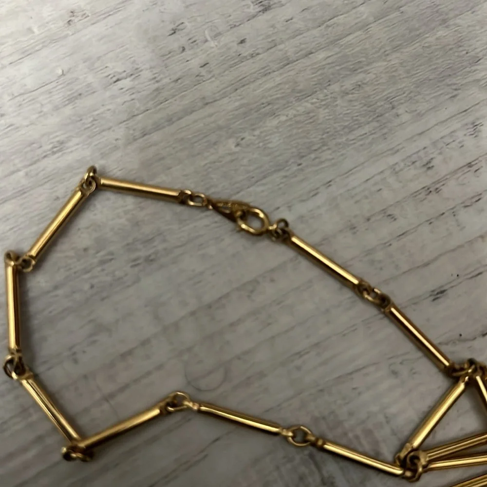 Vintage Artistry 2 toned gold and silver tone metal bar chain necklace modernist
